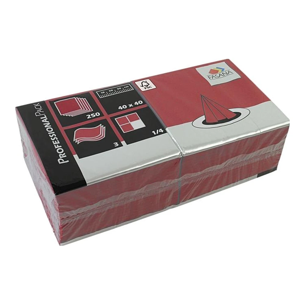 Servietten Fasana bordeaux 40x40 3 lagig 1/4 Falz